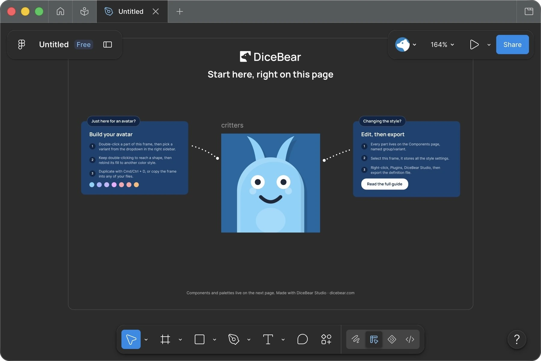The imported avatar frame next to the guide