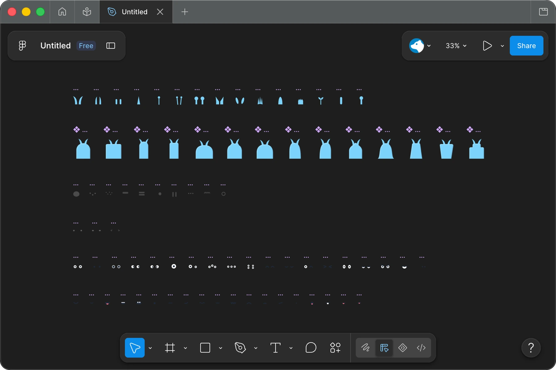 The Components page with one row per component group